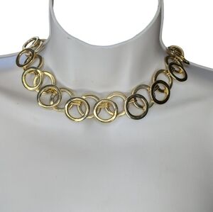 Vintage Interlocking Gold-Tone Circle Link Statement Necklace – Liz Claiborne